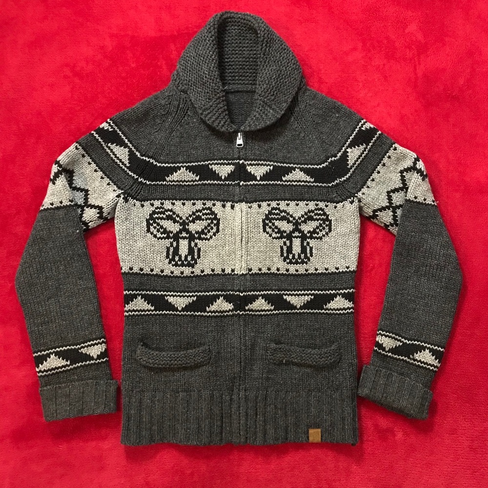 *SOLD* TNA Sea to Sky Lambswool Cowichan Zip-Up Cardigan